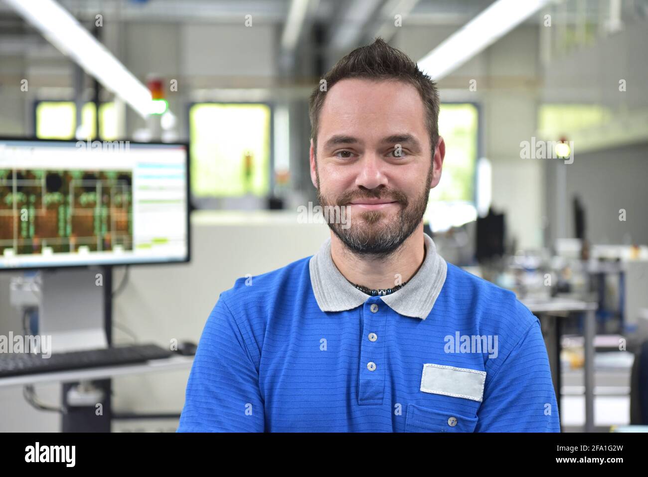 production of electronic components in a modern factory - engineer at the workplace Stock Photo
