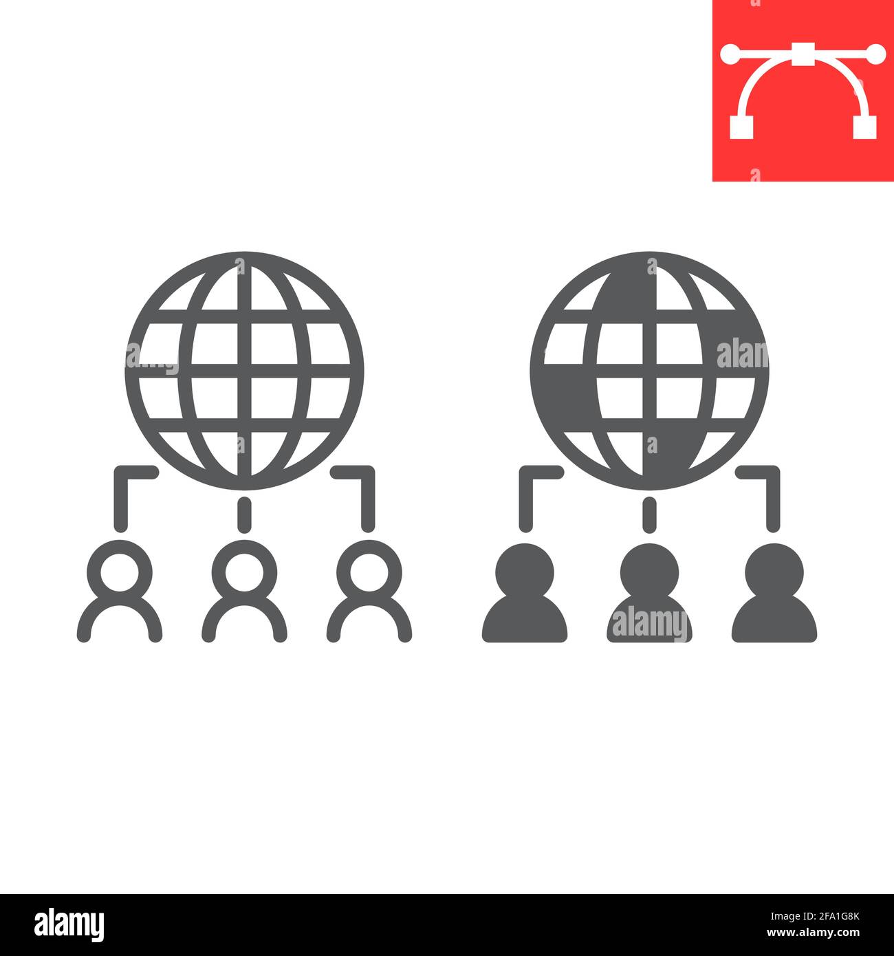Outsourcing line and glyph icon Stock Vector
