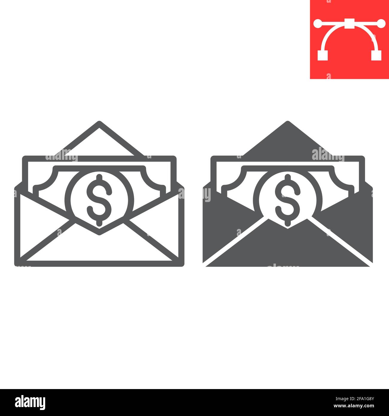Salary line and glyph icon Stock Vector