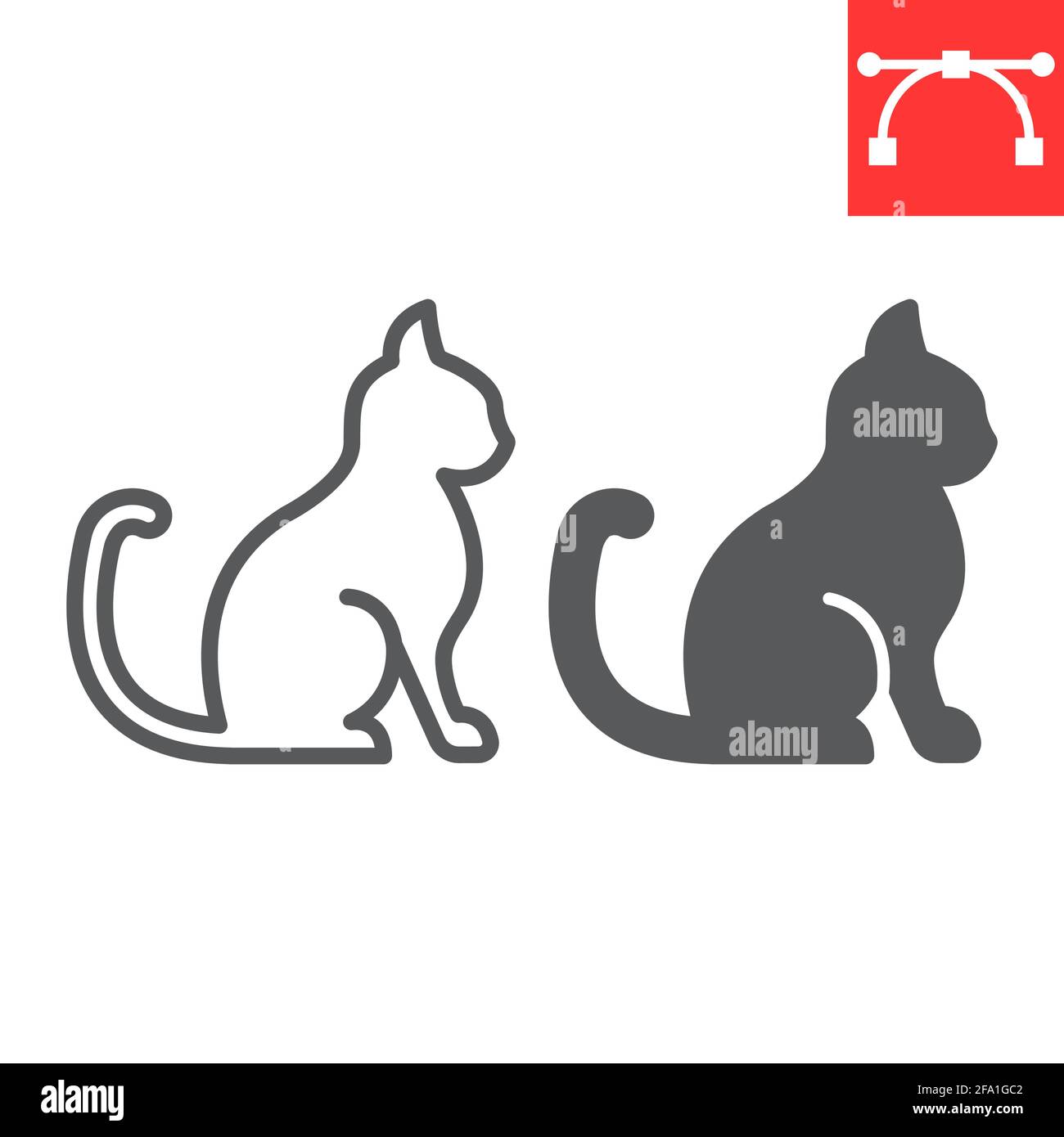 Cat line and glyph icon, pet and animal, sitting cat vector icon