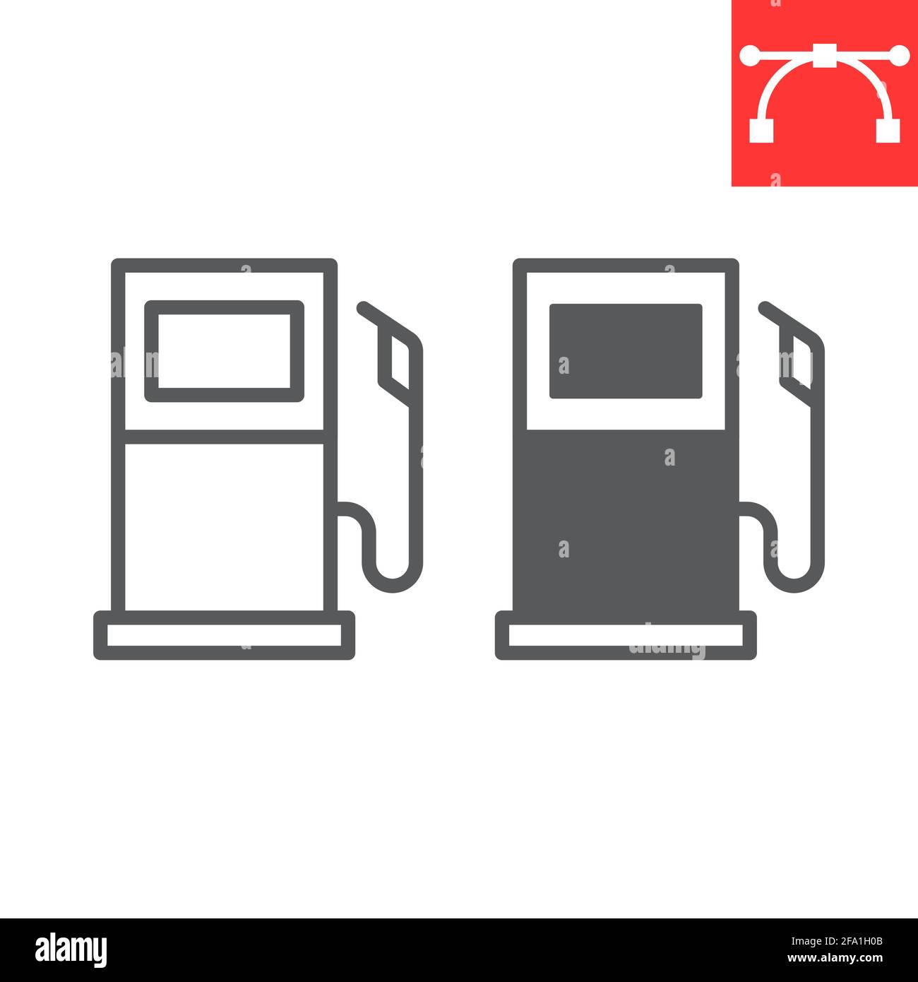 Gas station line and glyph icon, fuel and gasoline, petrol pump vector
