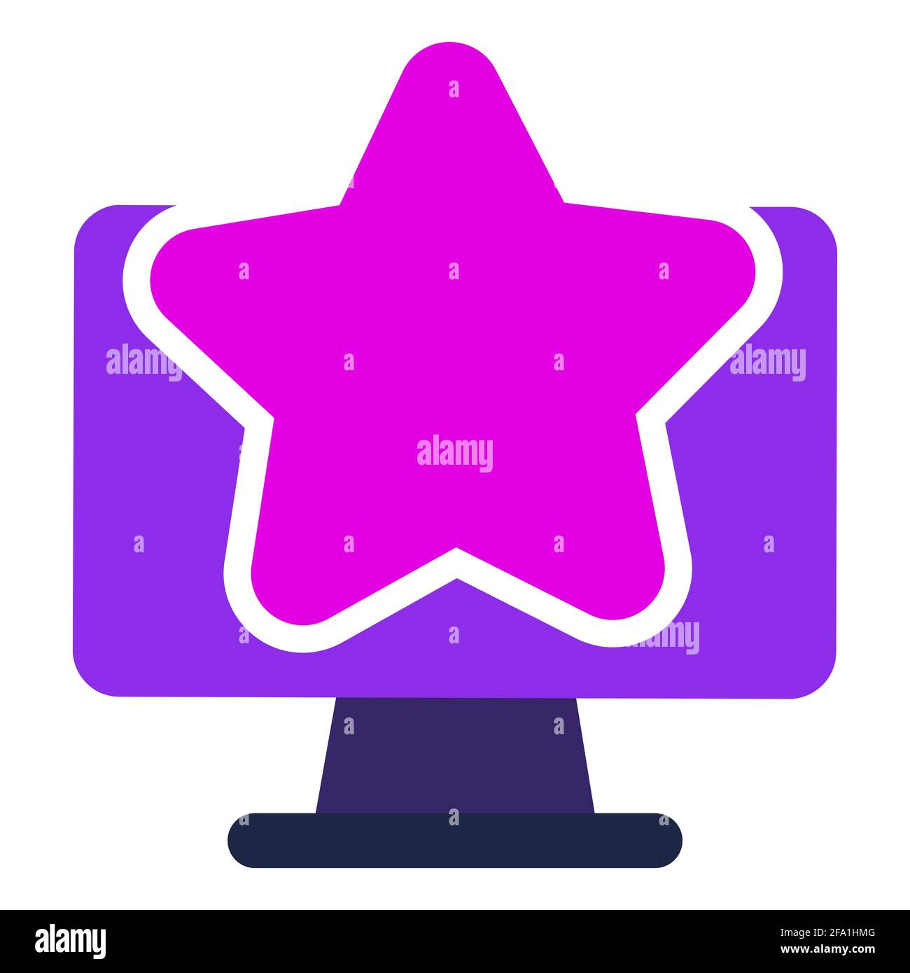 computer icon. computer with star. flat design vector icon concept ...