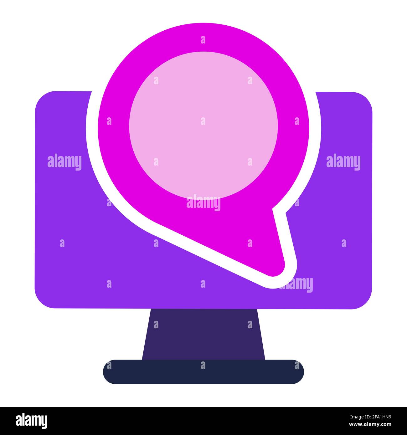 computer icon. computer with chat. flat design vector icon concept ...