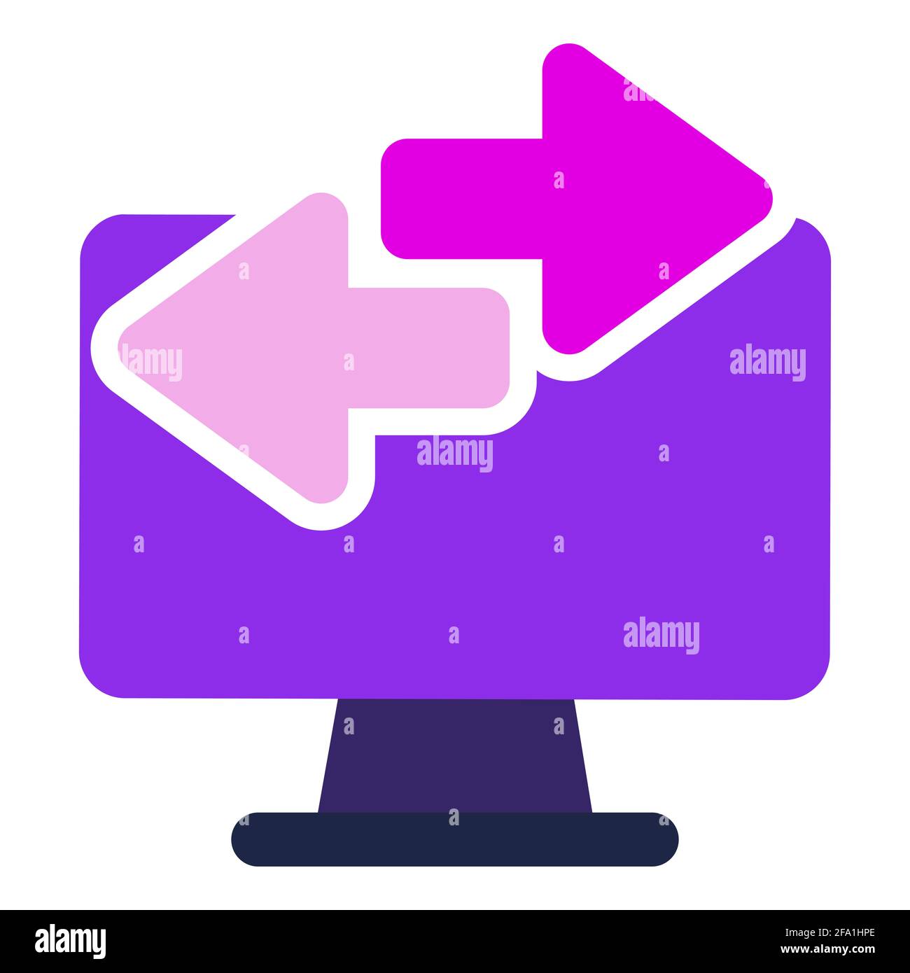 computer icon. computer with data transfer. flat design vector icon ...