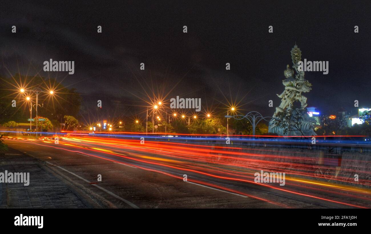 Time lapse of traffic at night Stock Photo