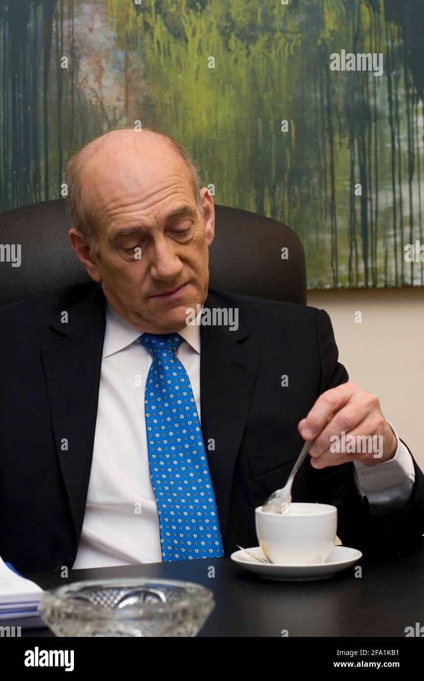 Israel, Jerusalem, Ehud Olmert Israel's Prime Minister in his house March 29th 2007 Stock Photo