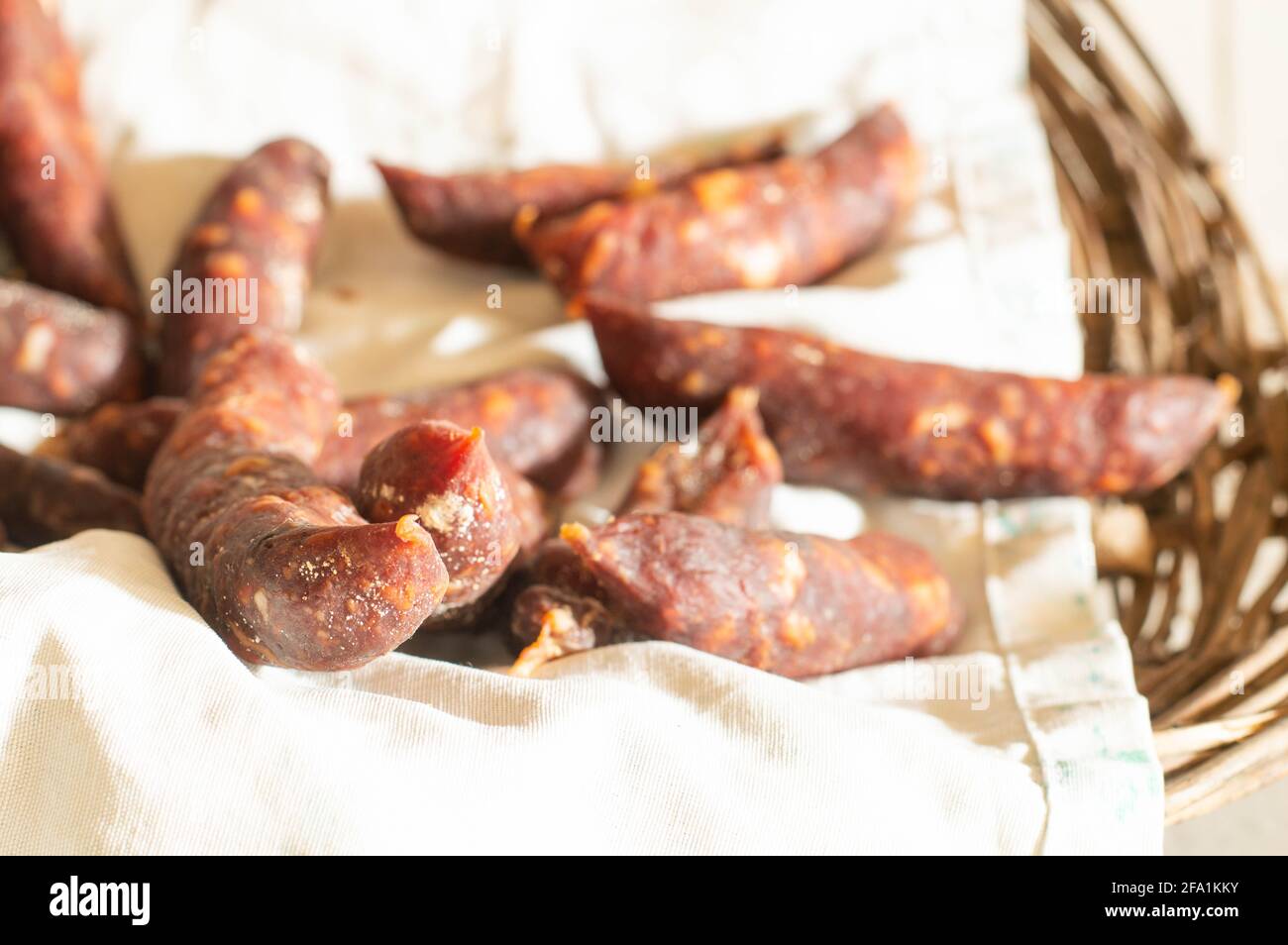 Dried aged red salami from Castelpoto Stock Photo Alamy