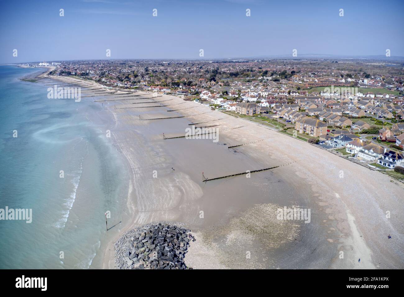 Aerial Photo along the sweeping beach of Middleton On Sea near Bognor