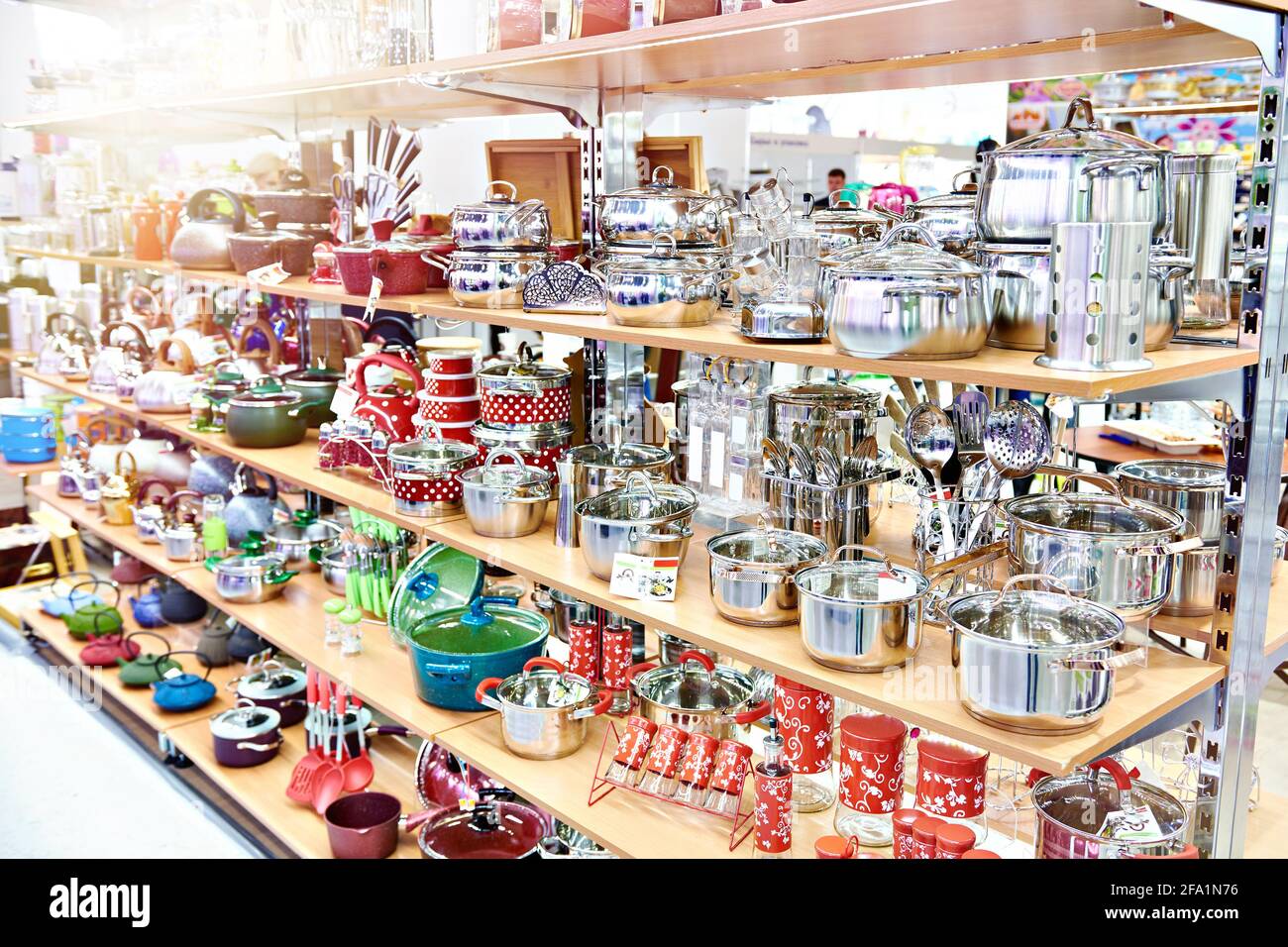 Kitchenware in the household goods store Stock Photo   Alamy