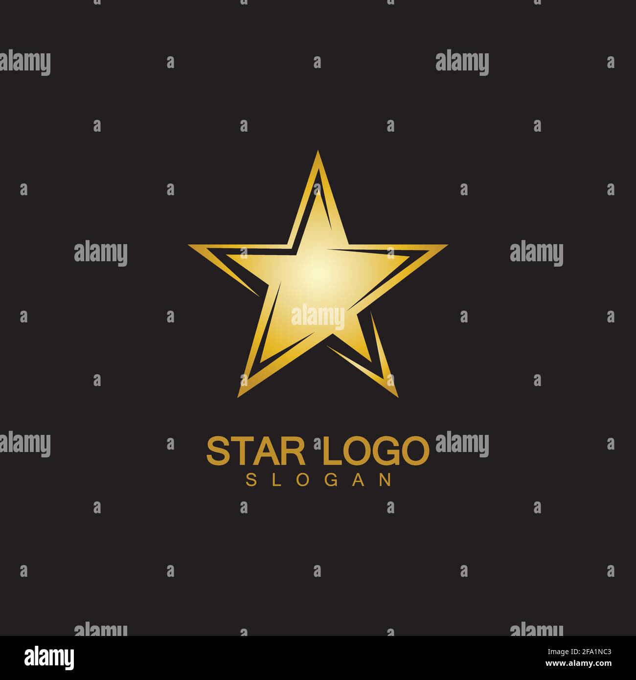Gold Star Logo Vector in elegant Style with Black Background Stock ...