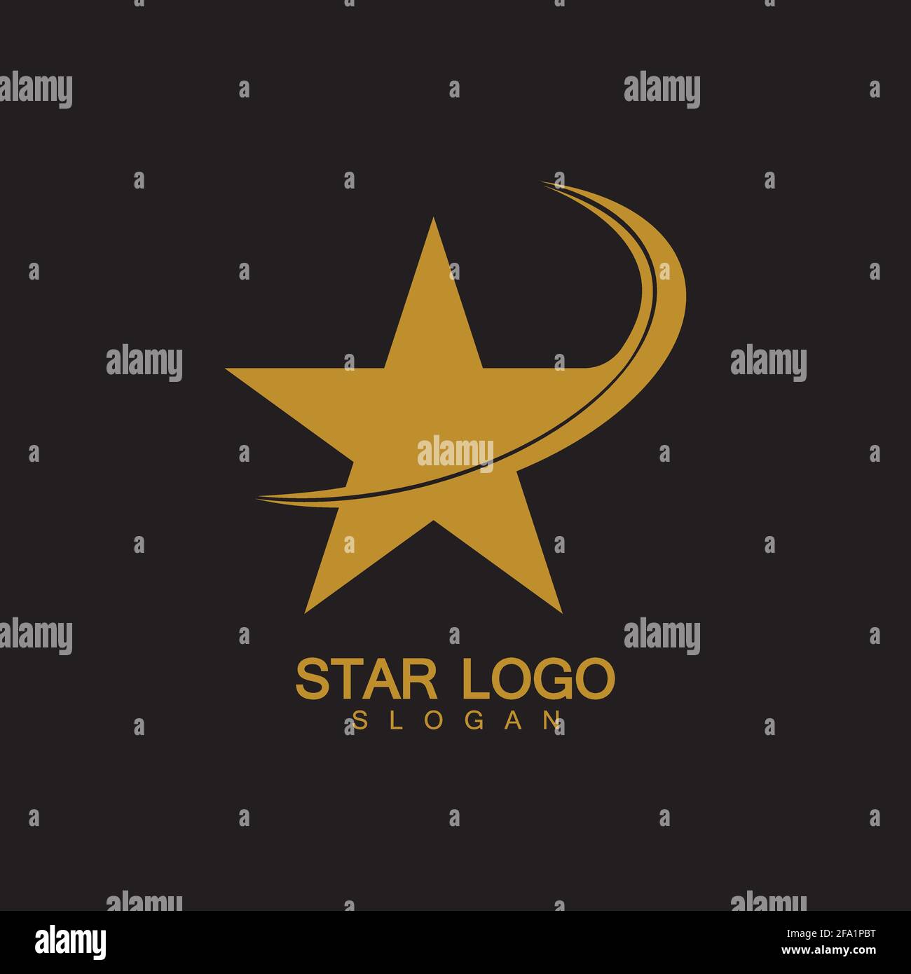 Gold Star Logo Vector in elegant Style with Black Background Stock ...