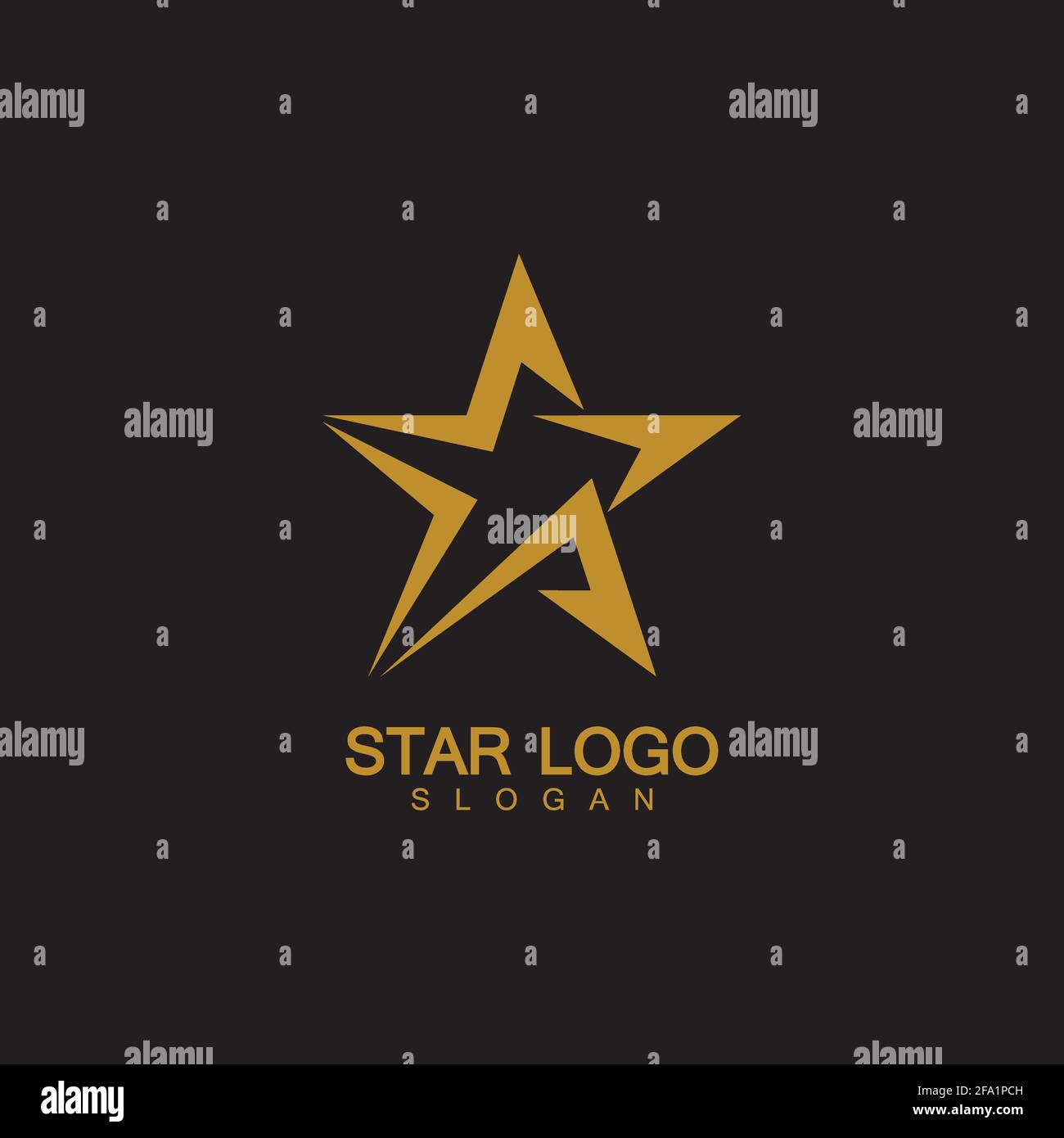 Gold Star Logo Vector in elegant Style with Black Background Stock ...