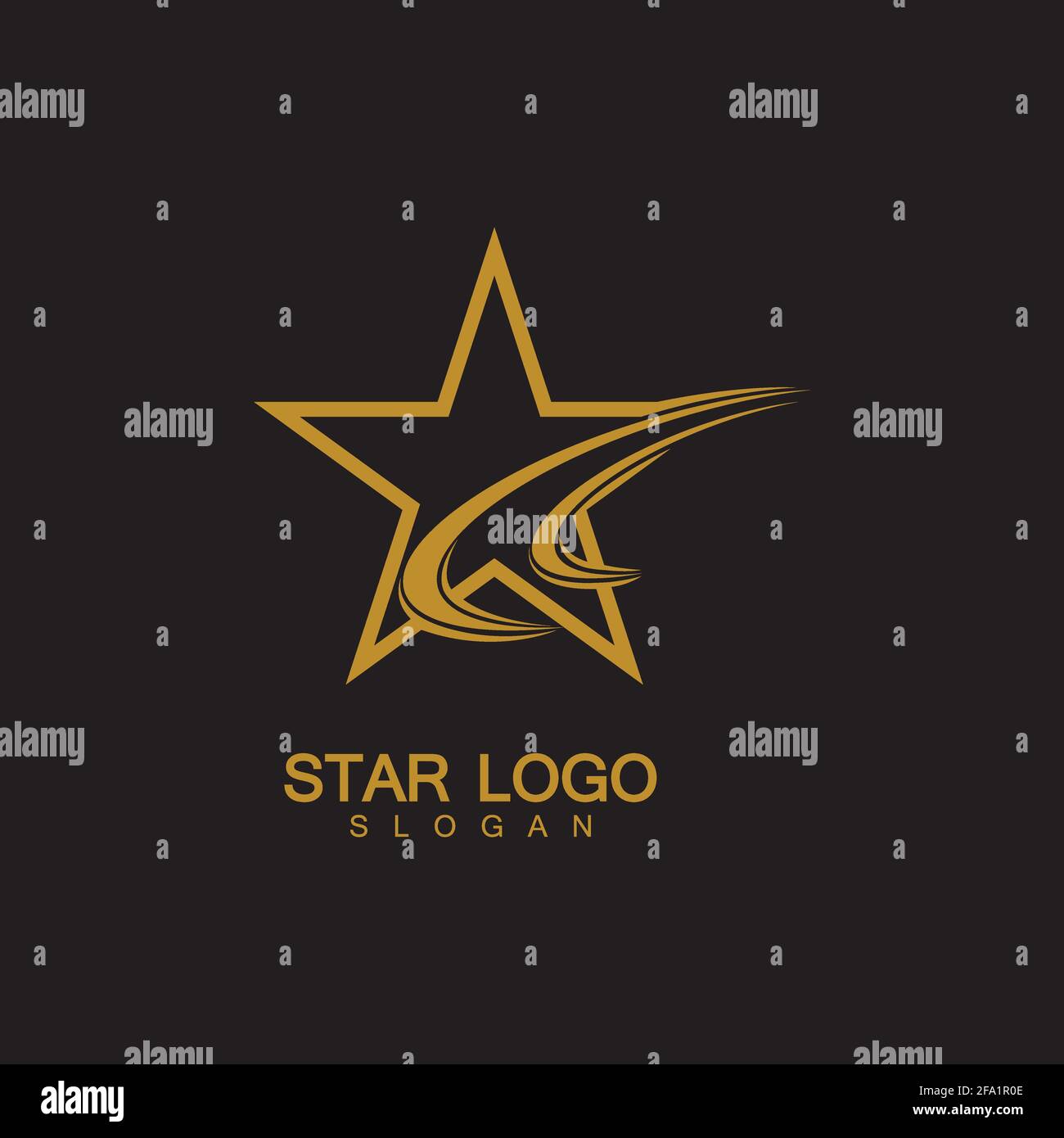 Gold Star Logo Vector in elegant Style with Black Background Stock ...