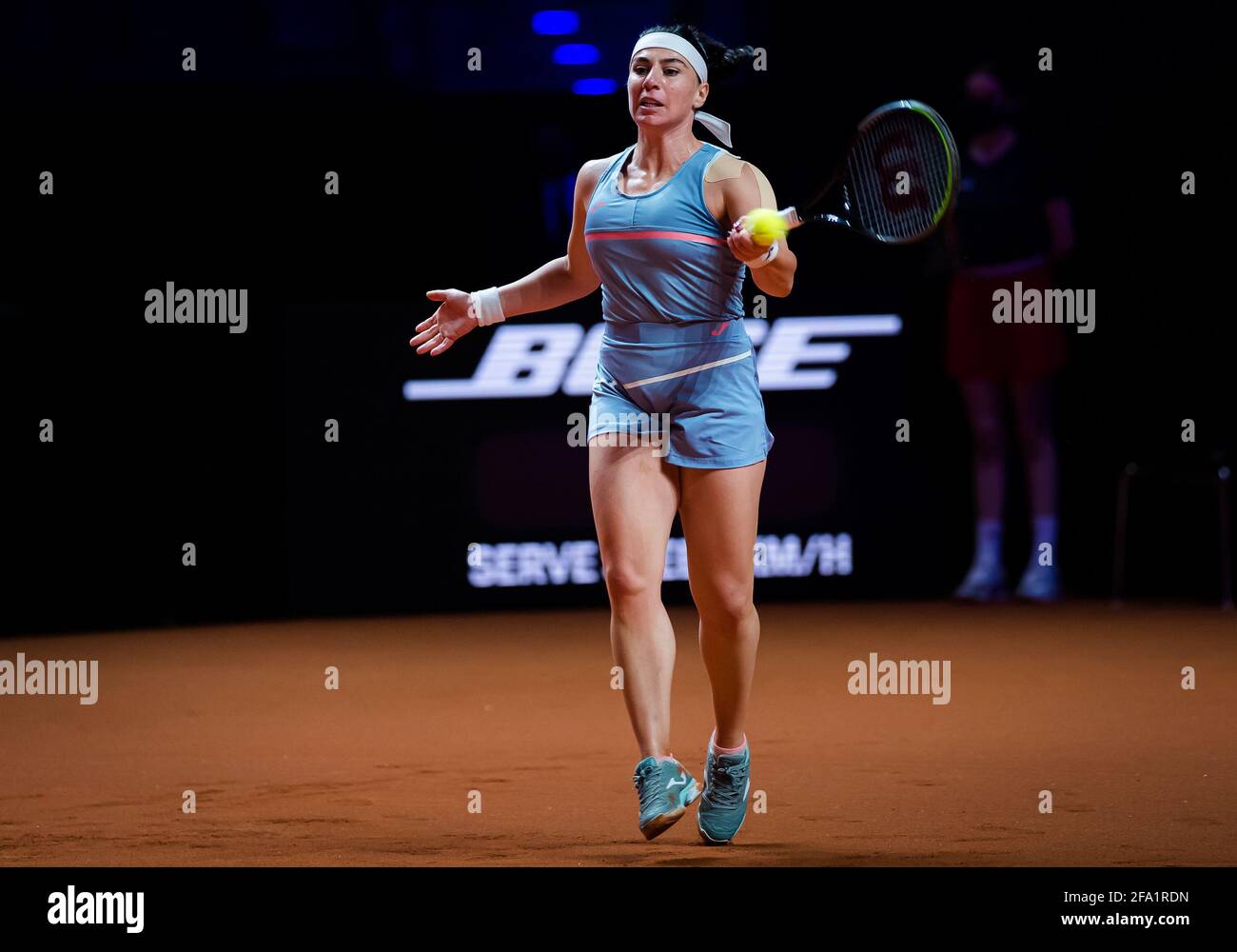 Ekaterine Gorgodze of Georgia in action during her first-round match at the 2021 Porsche Tennis Grand Prix, WTA 500 tournament on April 21, 2021 at Porsche Arena in Stuttgart, Germany - Photo Rob Prange / Spain DPPI / DPPI / LiveMedia Stock Photo