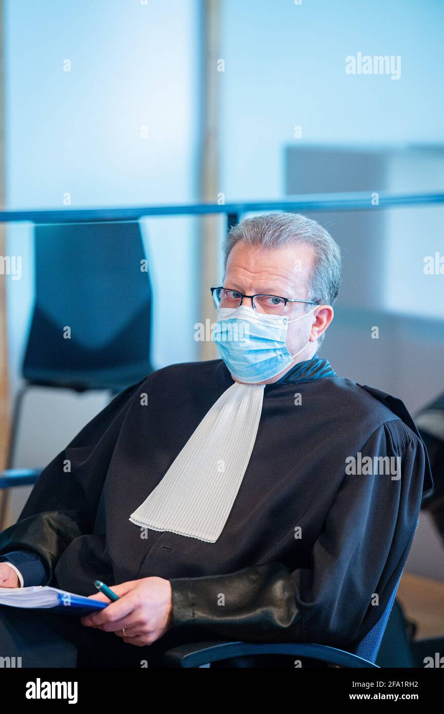An unidentified lawyer pictured at a session in the trial concerning the fipronil-affaire, before the Antwerp criminal court, in Antwerp, Thursday 22 Stock Photo