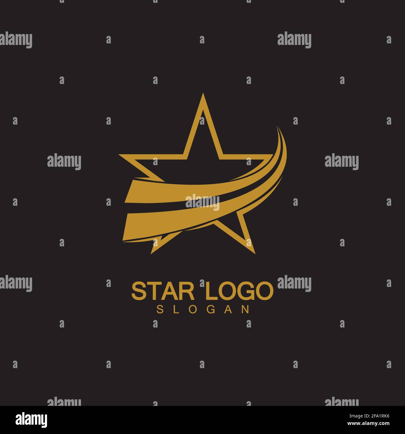 Gold Star Logo Vector in elegant Style with Black Background Stock ...