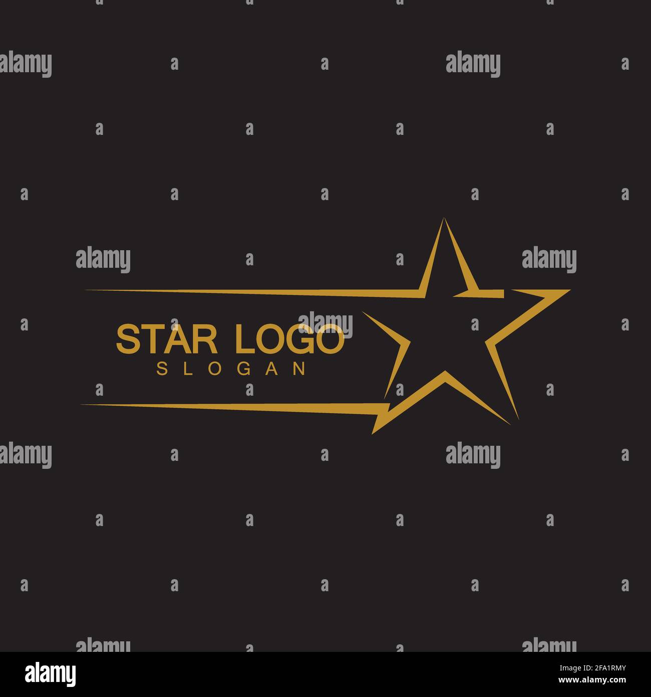 Gold Star Logo Vector in elegant Style with Black Background Stock ...