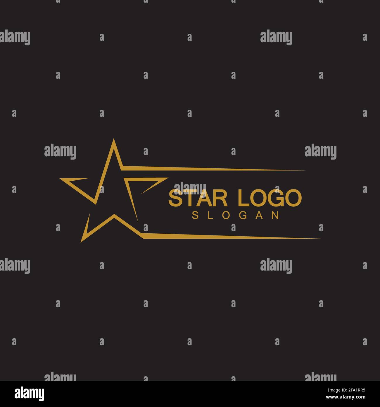 Gold Star Logo Vector in elegant Style with Black Background Stock ...