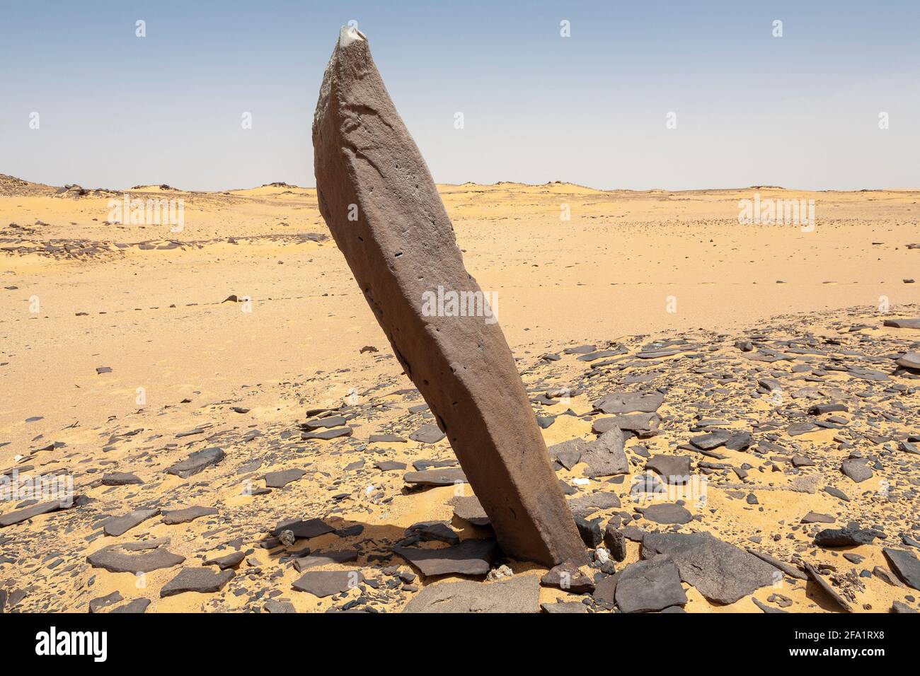 Original site in the Western desert of the 'Calendar Circle' Nabta Playa, Nubian desert, Egypt Stock Photo