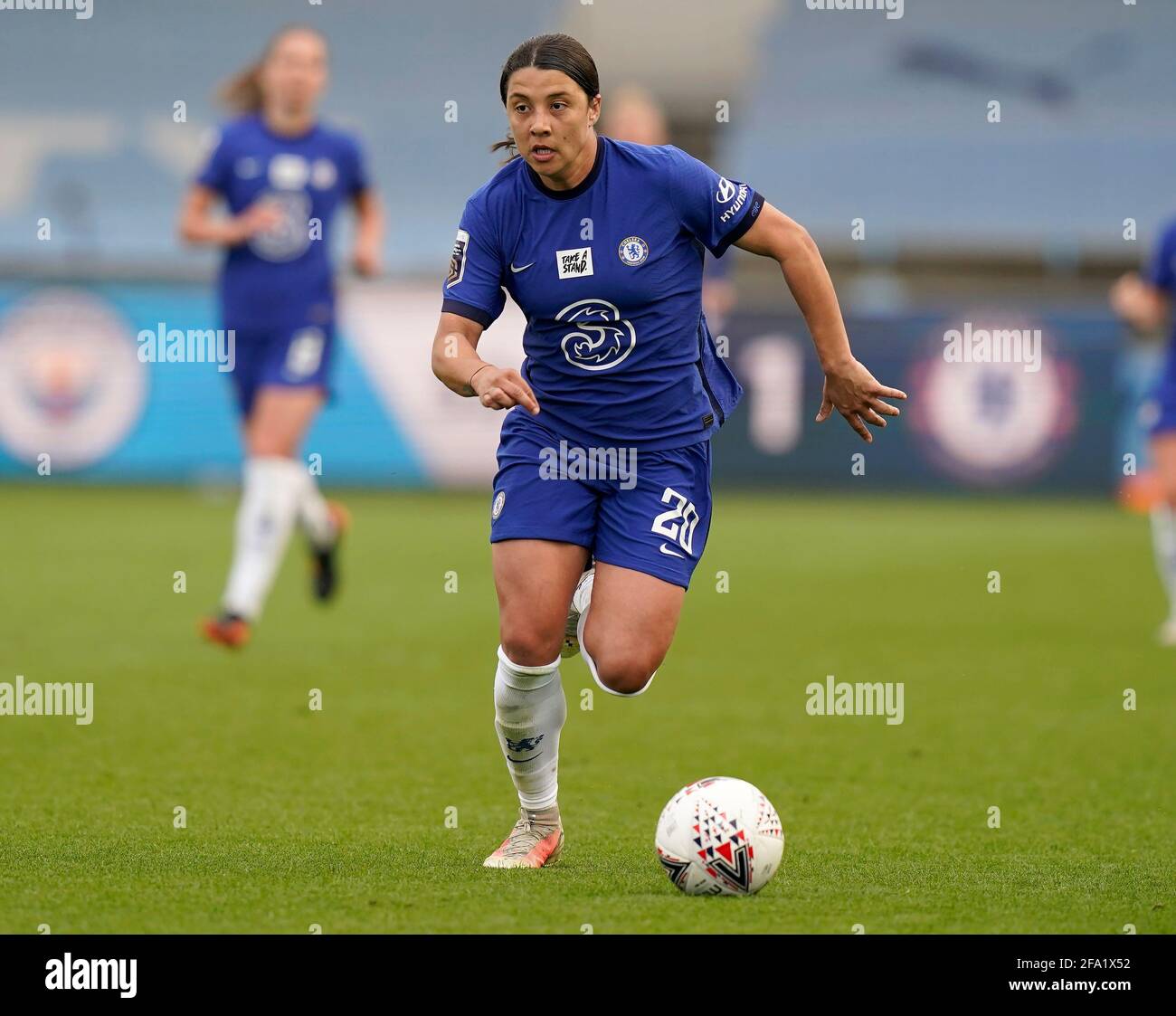 Manchester, England, 21st April 2021. Sam Kerr of Chelsea during the The FA WomenÕs Super League match at the Academy Stadium, Manchester. Picture credit should read: Andrew Yates / Sportimage Credit: Sportimage/Alamy Live News Stock Photo