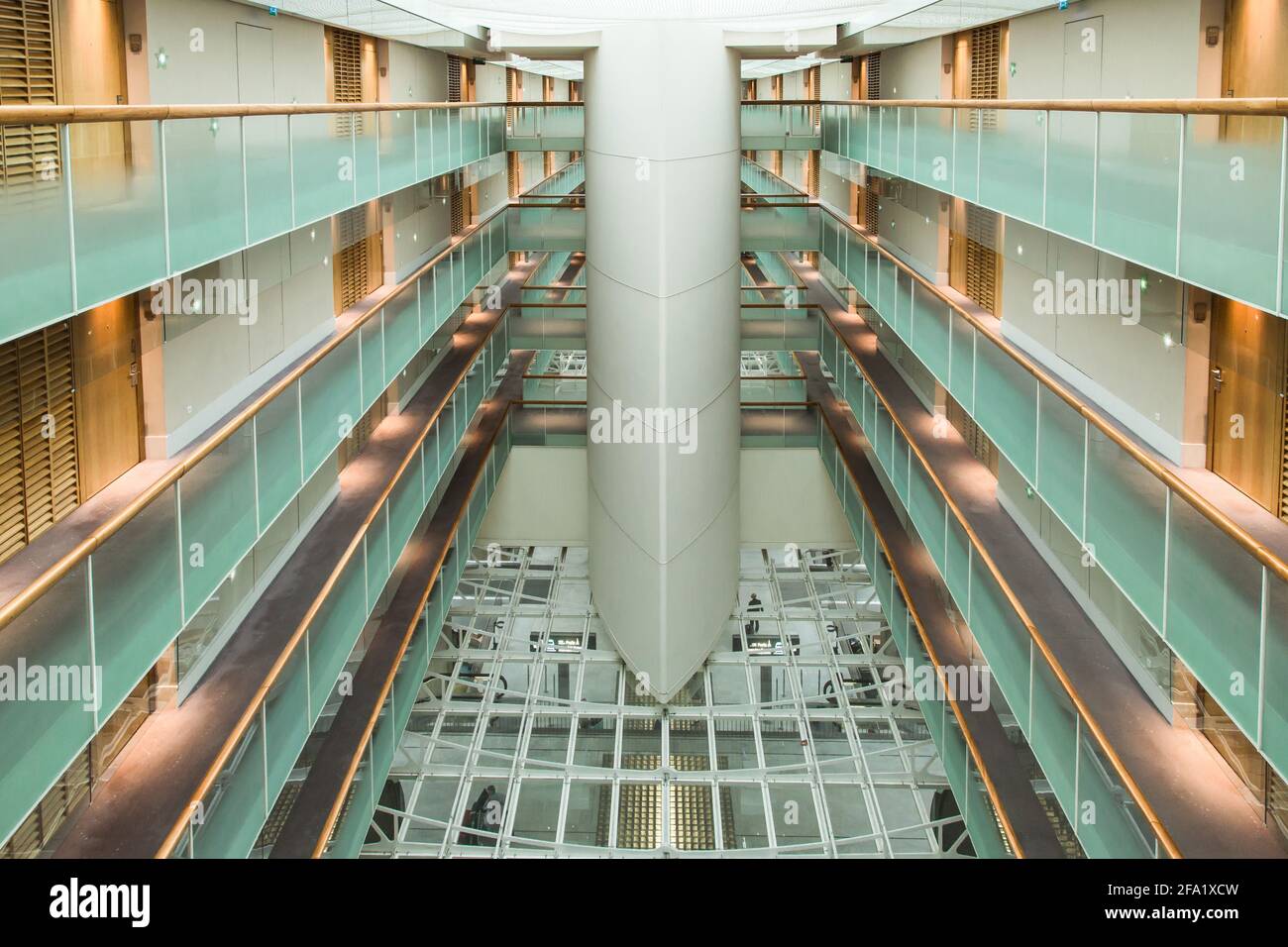 Paris, France - September 17 2016: Interior courtyard of the Sheraton Paris Airport Hotel Stock Photo