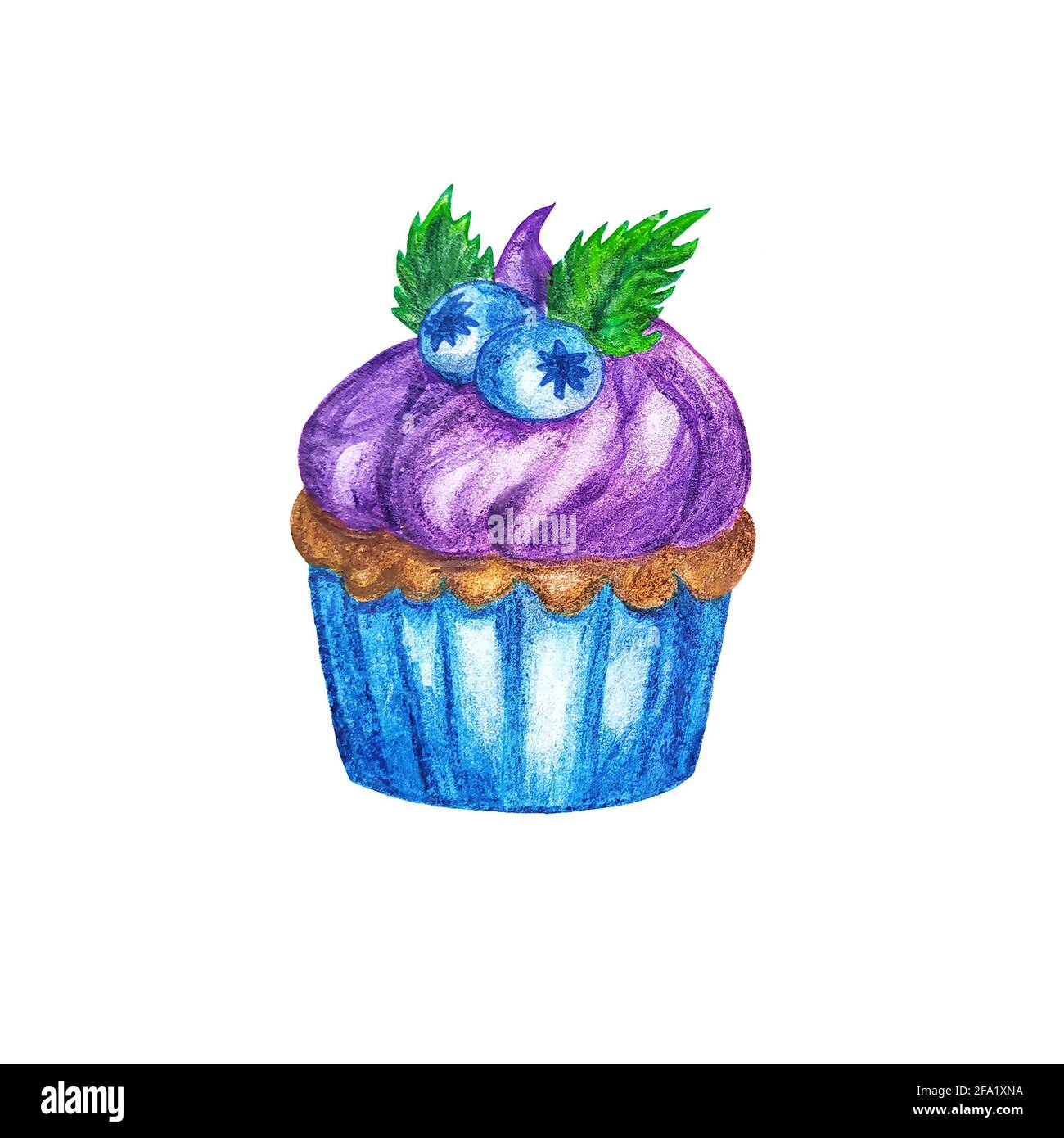 Illustration of a cupcake with pink icing and a cherry on a white ...