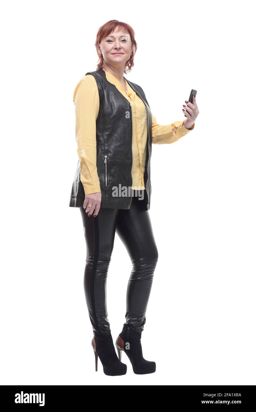 Leather trousers woman Cut Out Stock Images & Pictures - Page 3 - Alamy