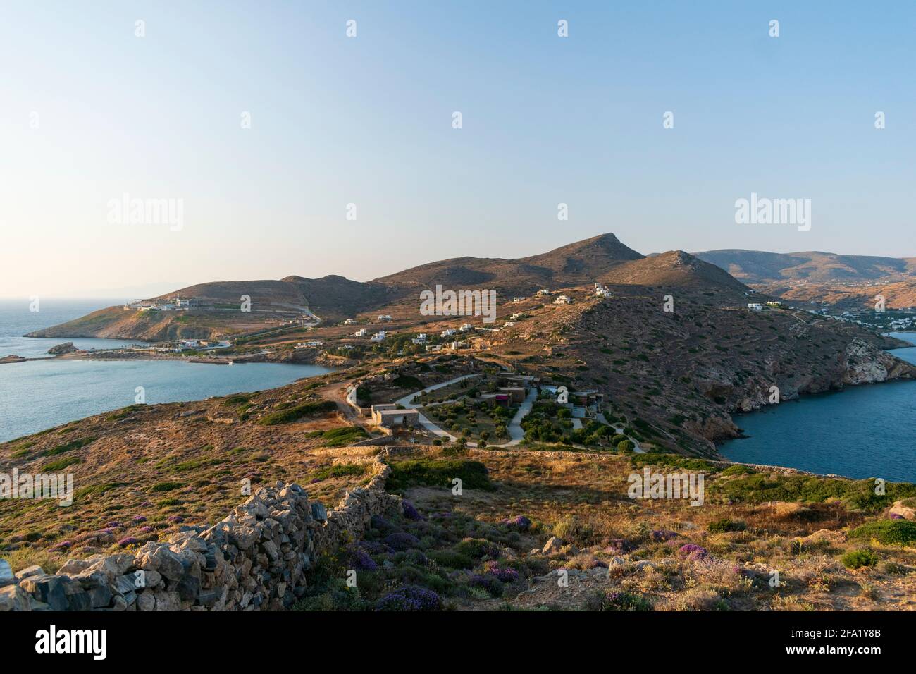 View of the landscape in Ios Greece Stock Photo