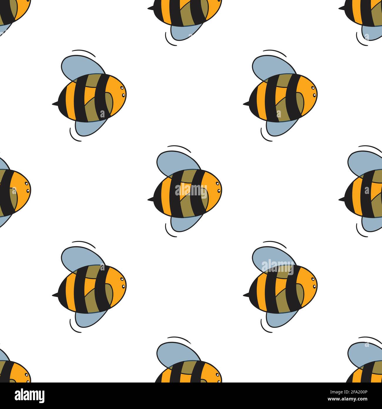 Seamless pattern with bees on white background. Small wasp. Vector ...