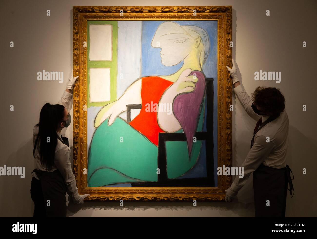 London, UK. 22nd Apr, 2021. 'Femme assise prs d'une fentre (Marie-Thrse)' By Pablo Picasso, estimated $55 Million. Highlights from the New York Spring season of Evening sales. Credit: Mark Thomas/Alamy Live News Stock Photo