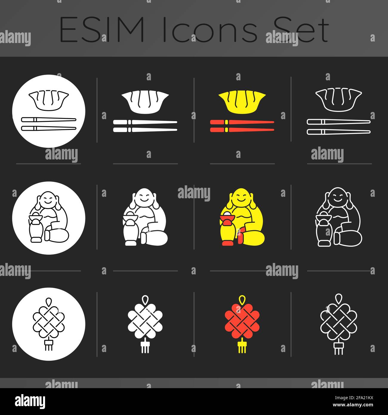 Chinese culture dark theme icons set Stock Vector Image & Art - Alamy