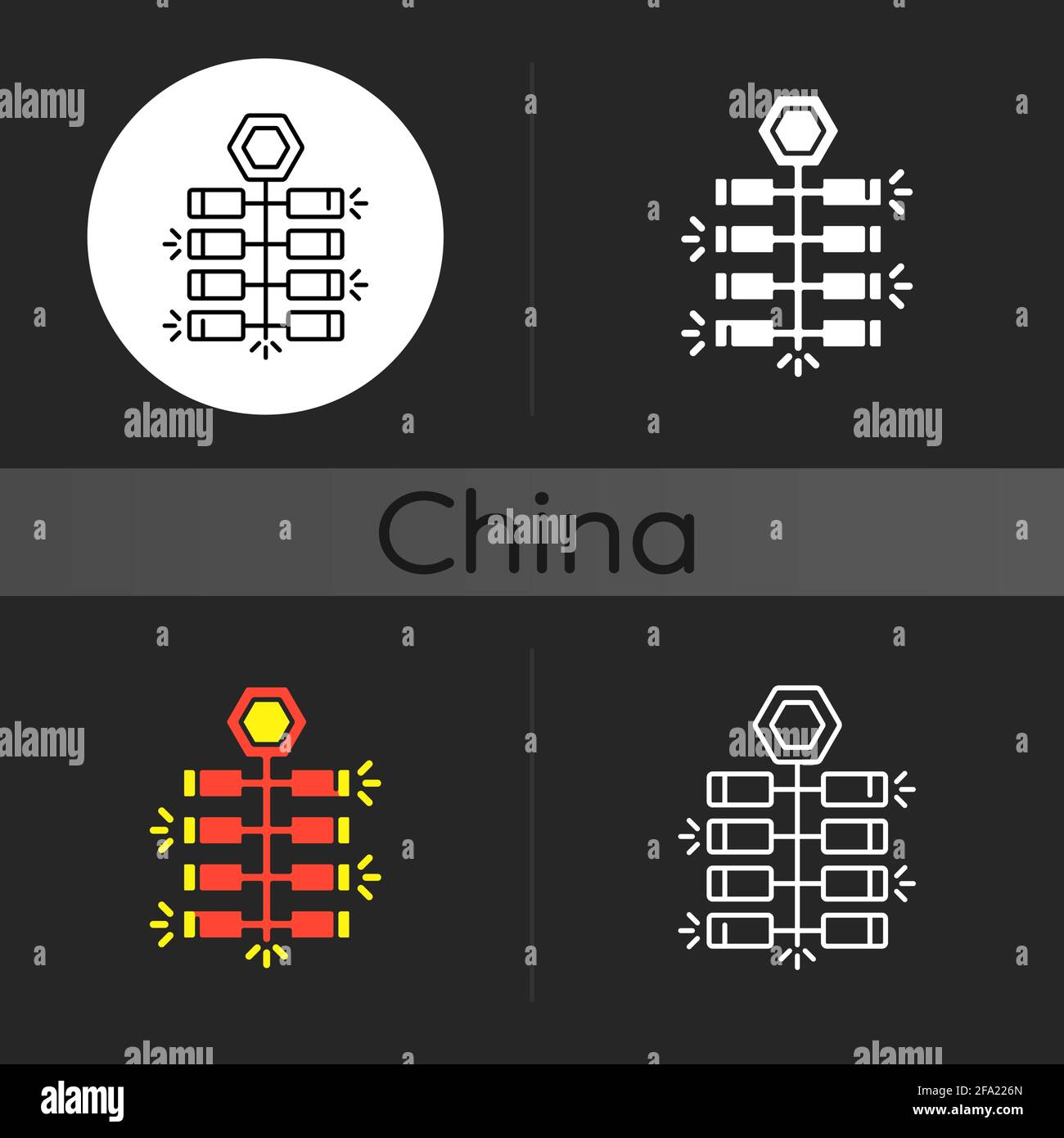 Chinese firecrackers dark theme icon Stock Vector