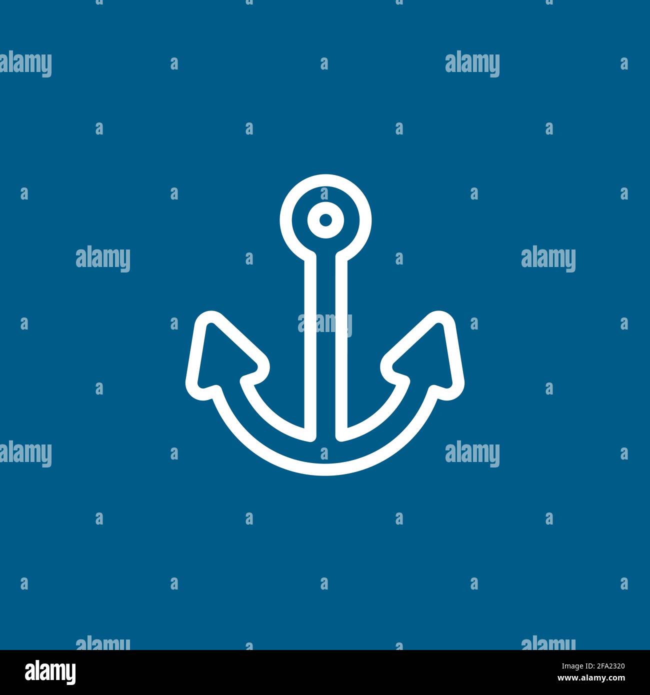 Anchor Line Icon On Blue Background. Blue Flat Style Vector ...