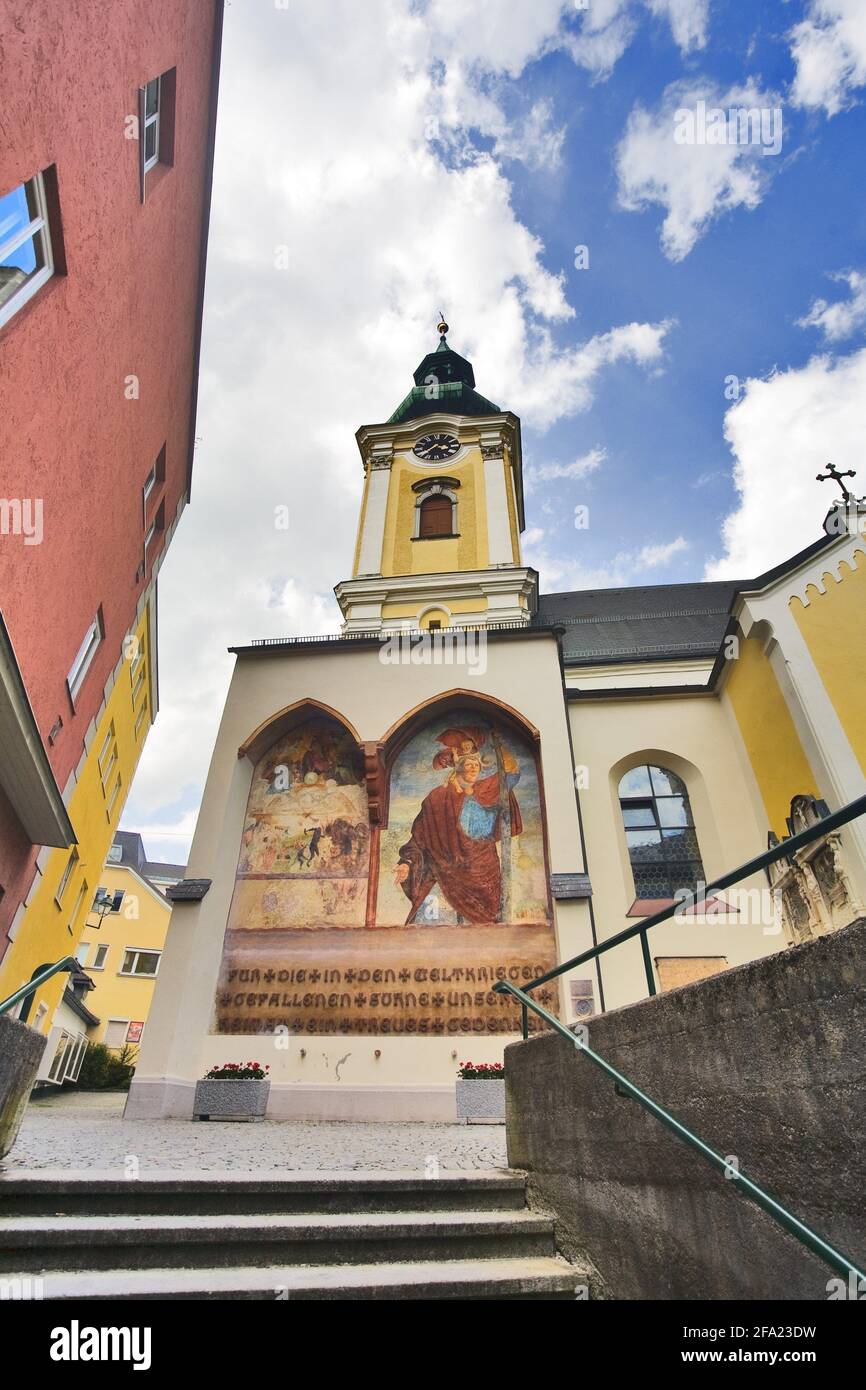 parish church in Gmunden, Austria, Upper Austria Stock Photo