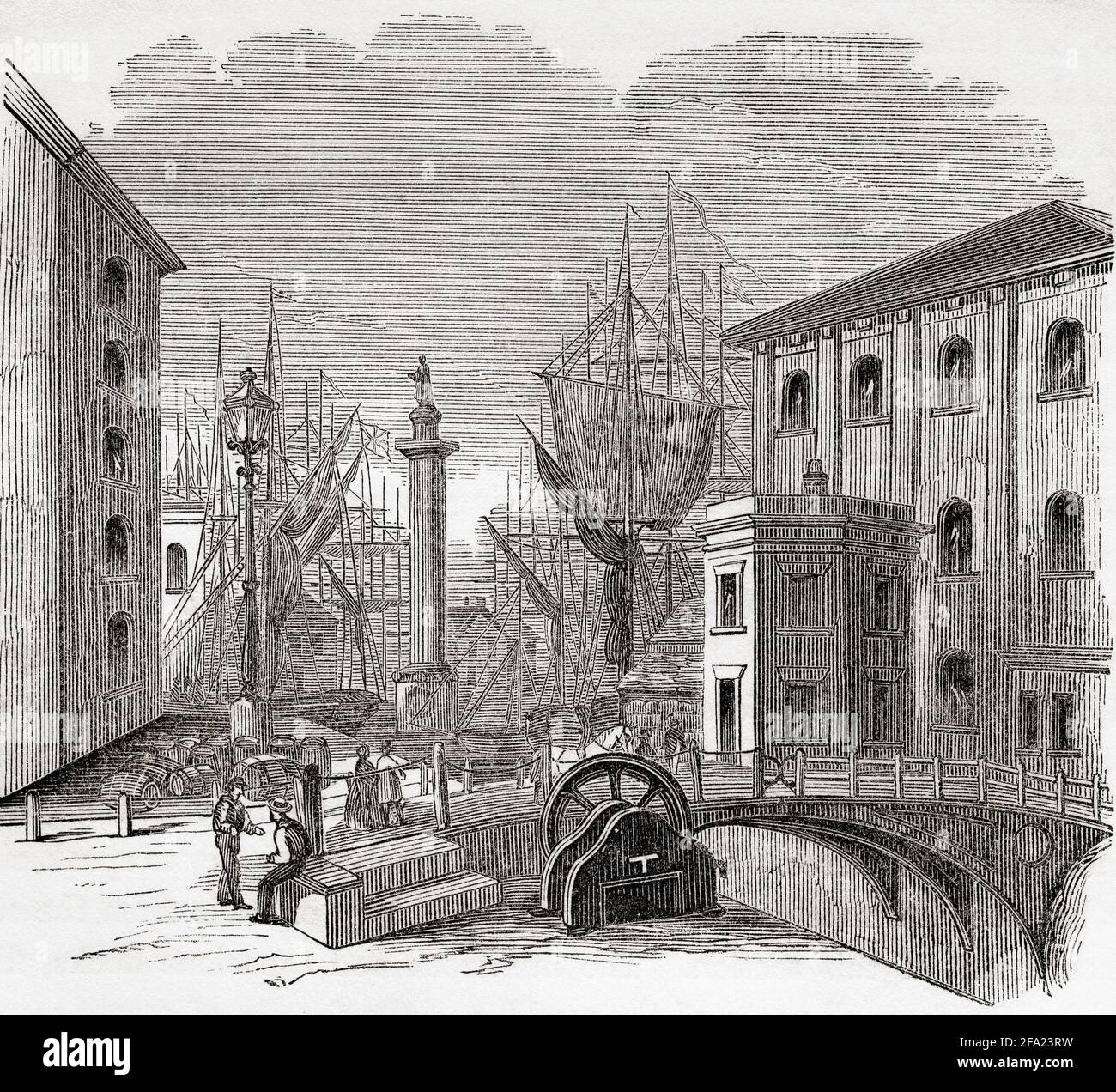 The docks at Hull,  Kingston upon Hull, East Riding of Yorkshire, England, seen here in the 19th century.   From The History of Progress in Great Britain, published 1866. Stock Photo