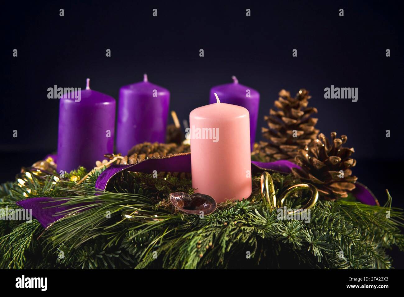 advent wreath against black background Stock Photo Alamy