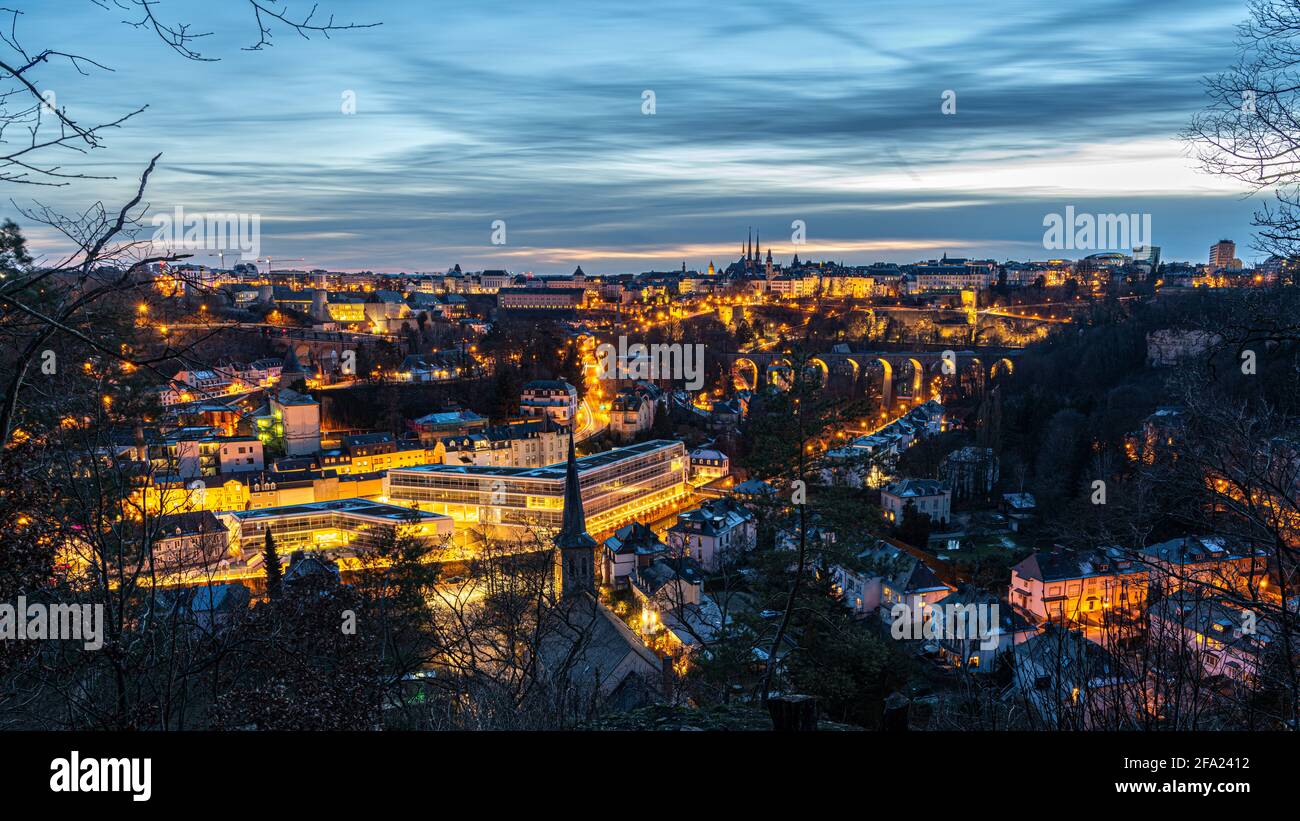 Luxembourg city by Night Stock Photo
