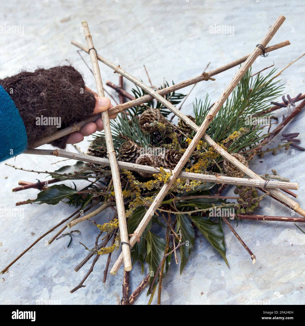 Advent star is made from natural materials , Germany Stock Photo