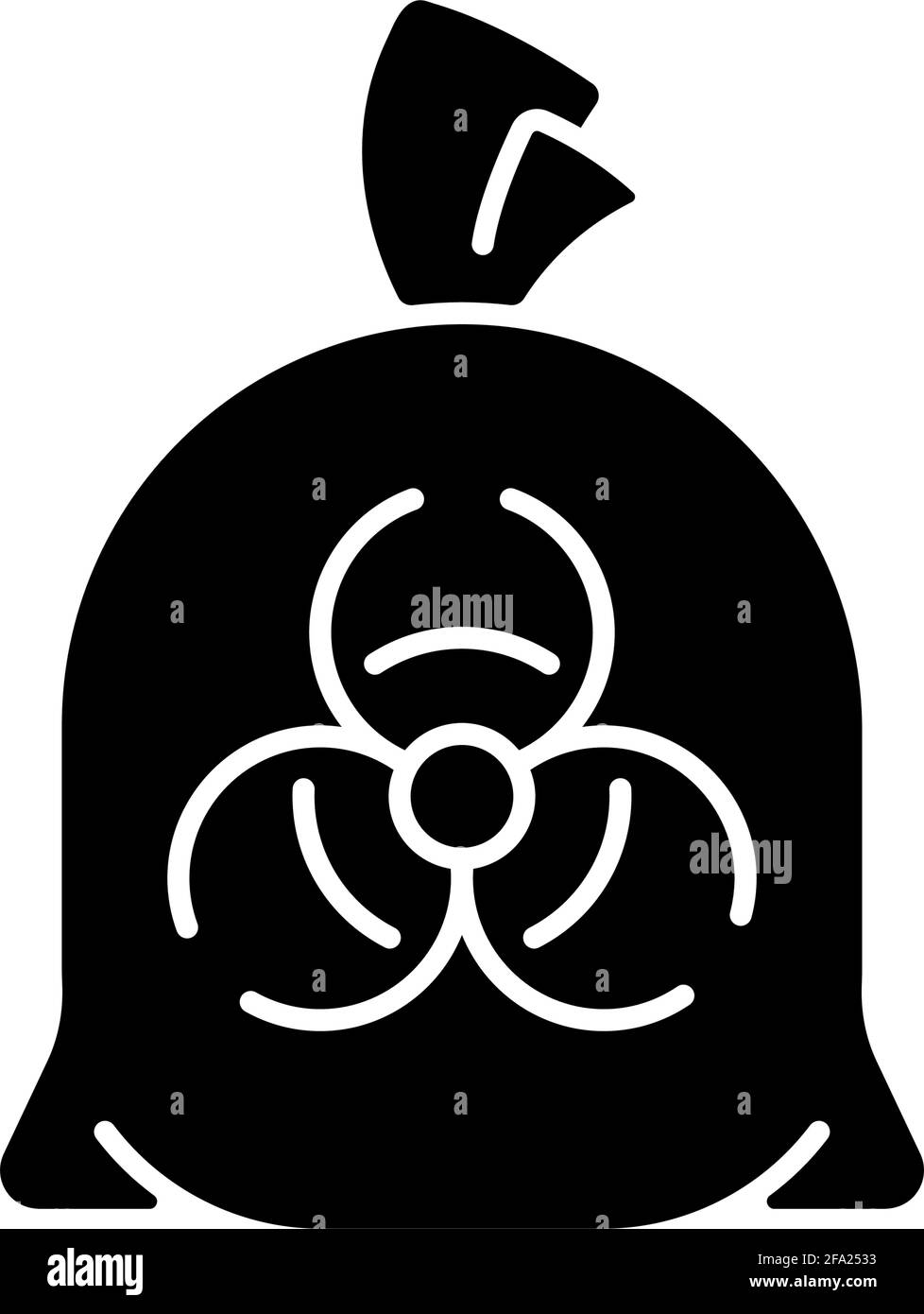 Infectious waste bag black glyph icon Stock Vector