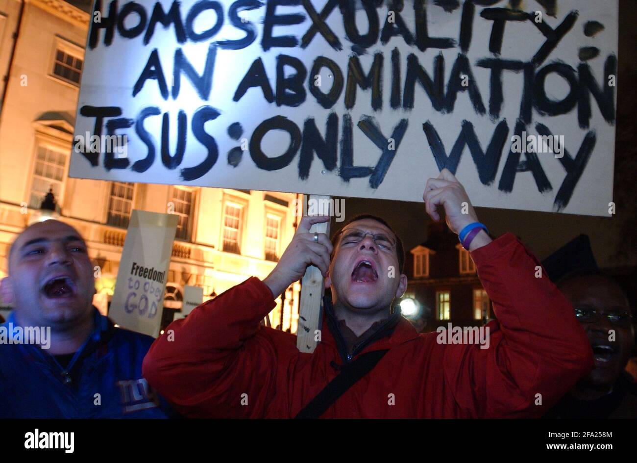 CHRISTIAN DEMONSTRATION OUTSIDE PARLIAMENT AS THE DEBATE ON GAY RIGHTS TAKES PLACE IN THE HOUSE. 9 January 2007 TOM PILSTON Stock Photo