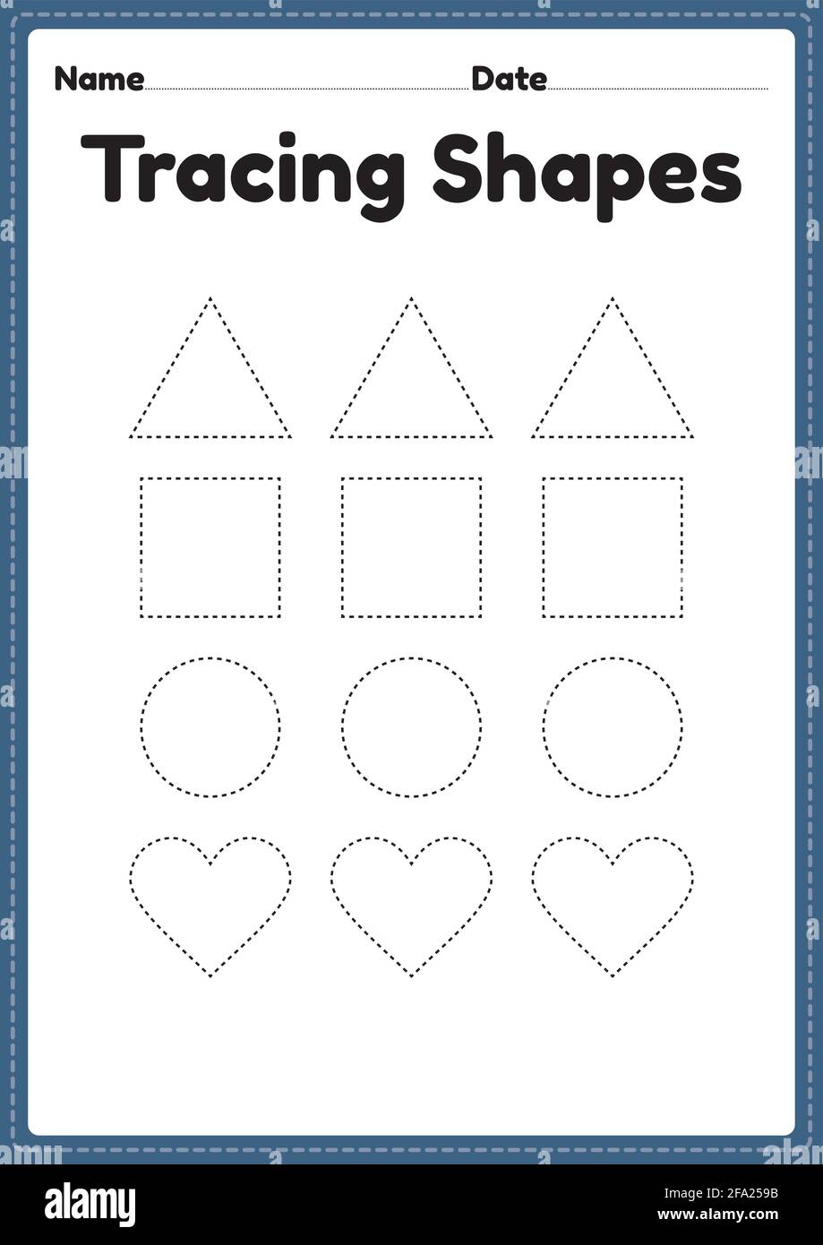 Tracing shapes worksheet for kindergarten and preschool kids for ...