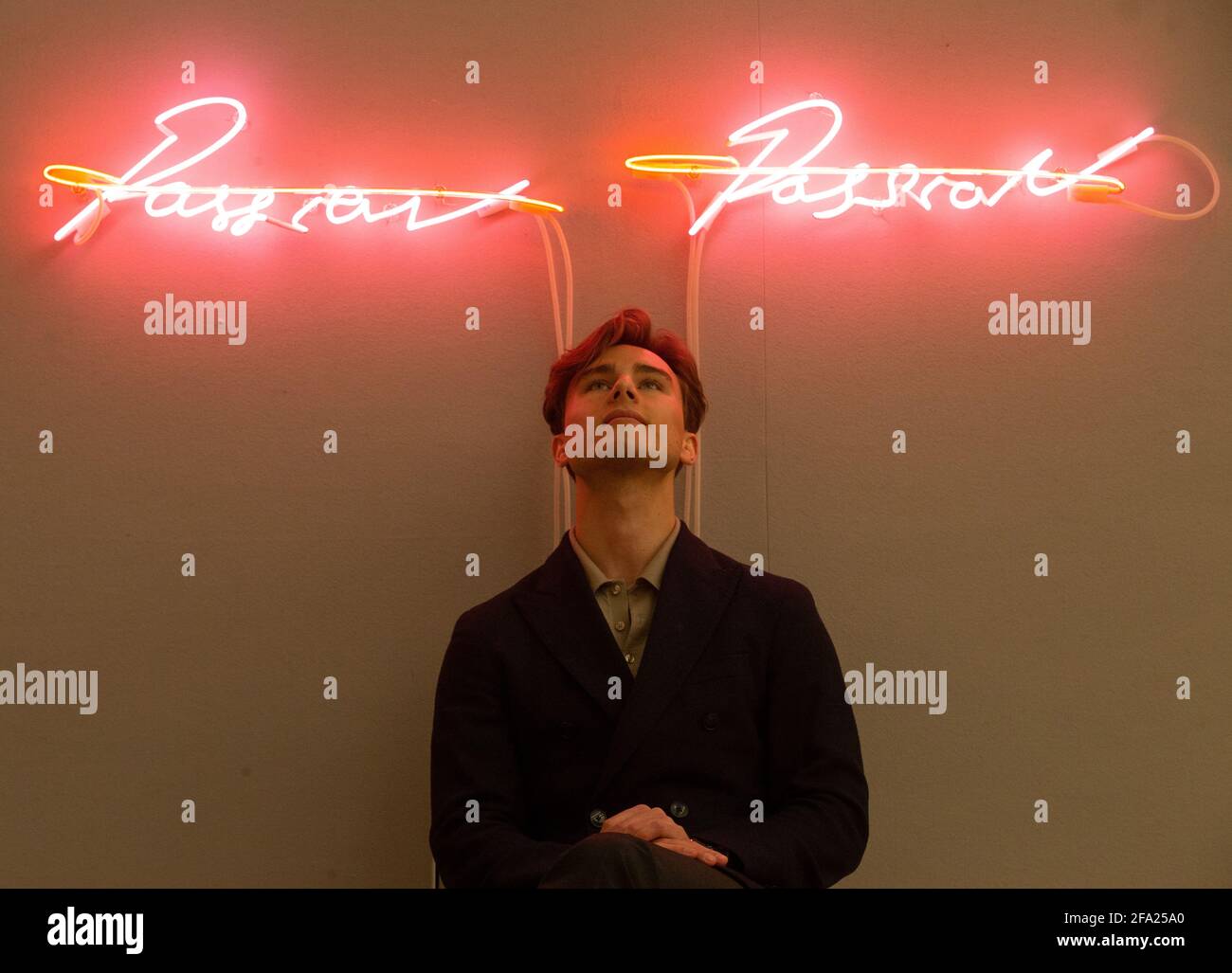 London, UK. 22nd Apr, 2021. 'Passion Passion' 2010 Tracey Emin £35-55,0000 Bonhams contemporary Art sale Credit: Mark Thomas/Alamy Live News Stock Photo