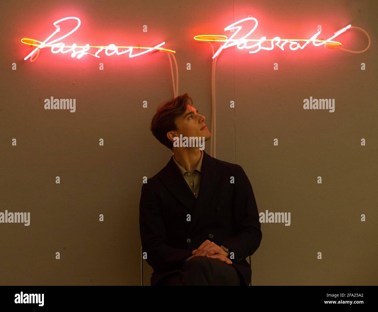 London, UK. 22nd Apr, 2021. 'Passion Passion' 2010 Tracey Emin £35-55,0000 Bonhams contemporary Art sale Credit: Mark Thomas/Alamy Live News Stock Photo