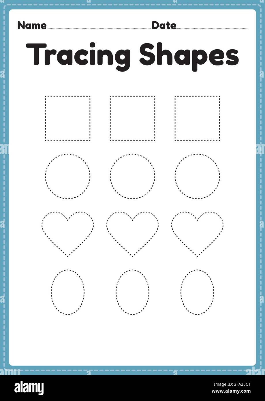 Tracing Shapes Worksheet For Kindergarten And Preschool Kids For Handwriting Practice And Educational Activities In A Printable Page Illustration Stock Vector Image & Art - Alamy