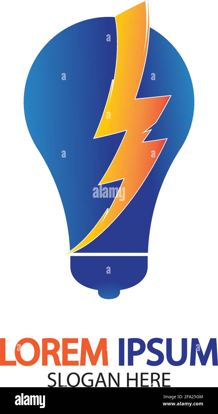 Bulb energy thunder bolt concept logo icon vector template Stock Vector