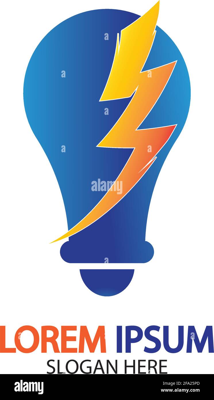 Bulb energy thunder bolt concept logo icon vector template Stock Vector