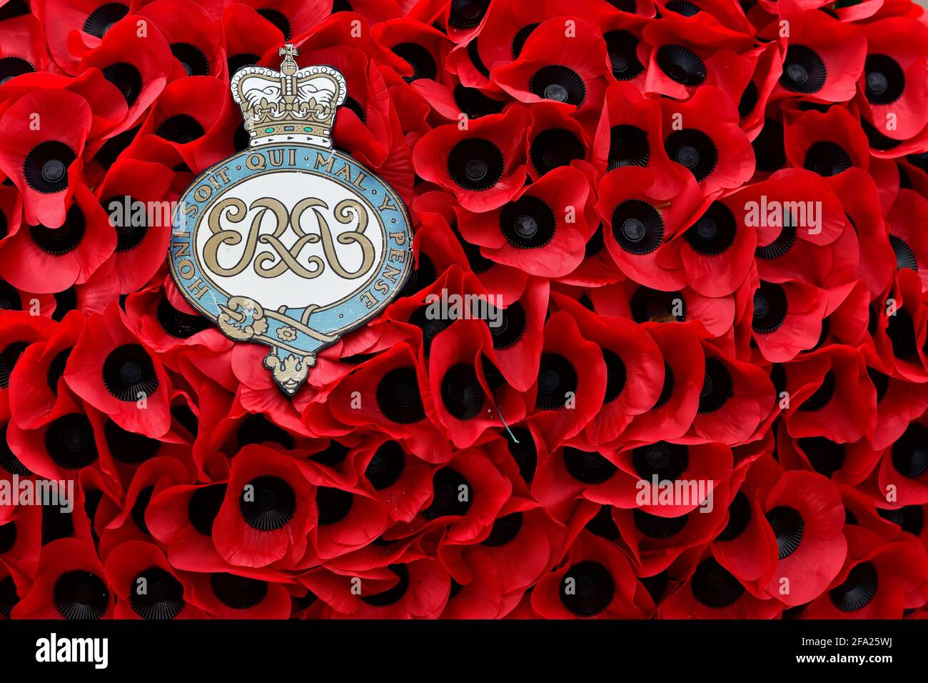 Poppy Wreath for remembrance day, London Stock Photo
