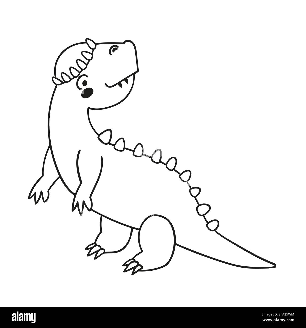Cute cartoon dinosaur character for children. Black and white illustration  for coloring book Stock Vector Image & Art - Alamy