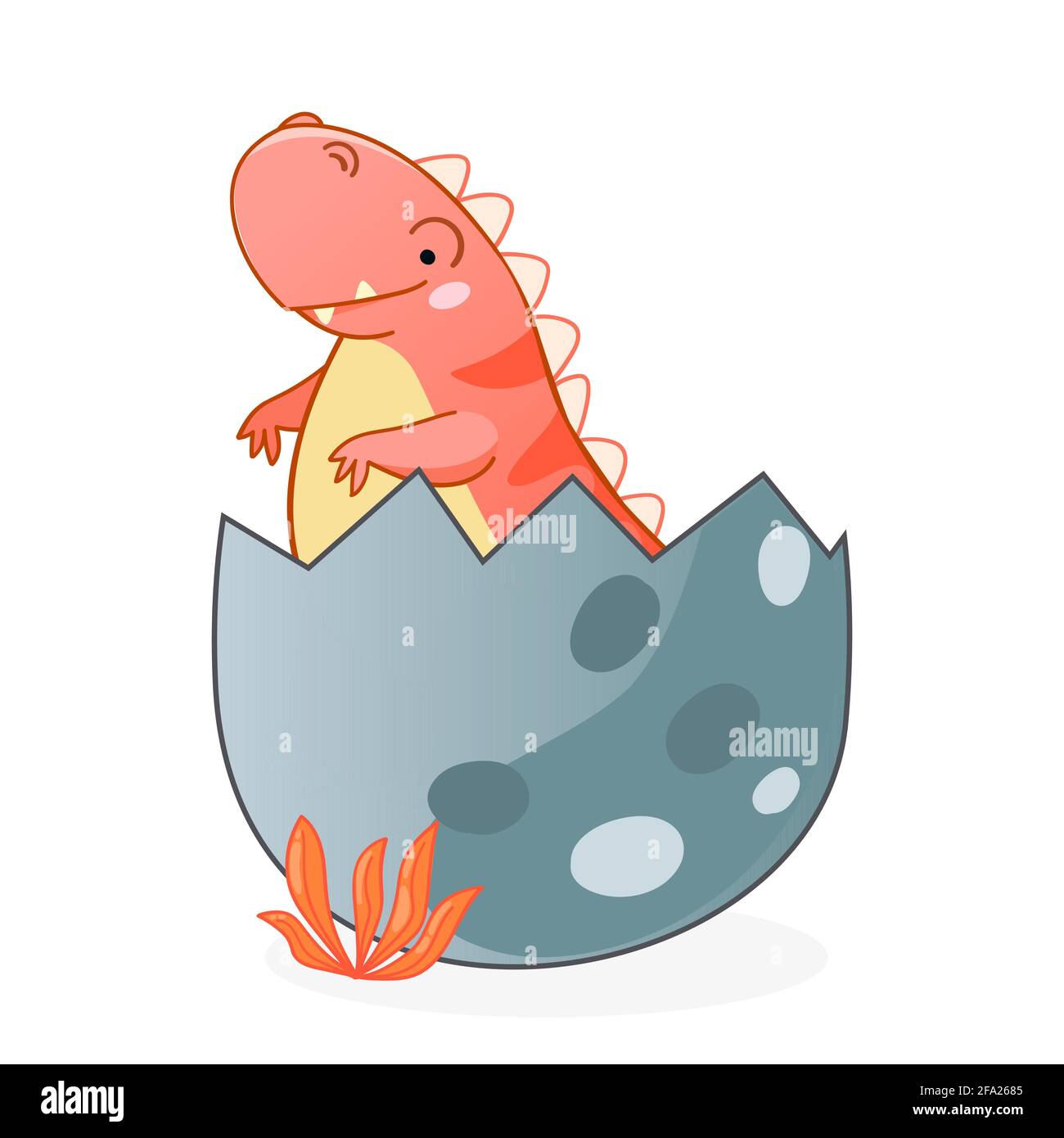 Cute cartoon dinosaur dotted egg. Vector illustration with dino for