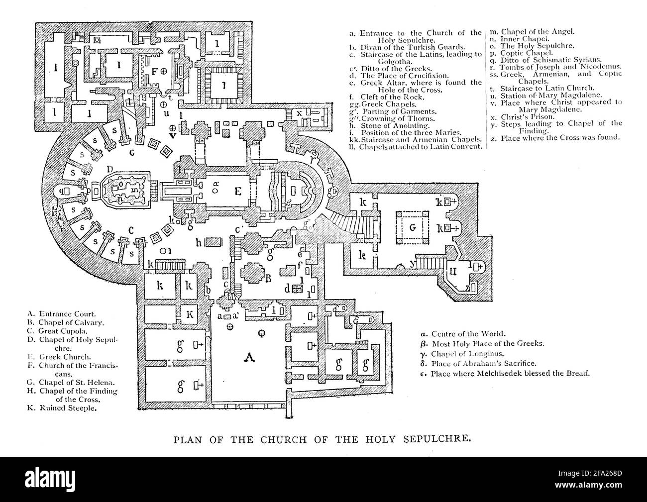 Plan of the Church of the Holy Sepulchre, Jerusalem From the book 'Those holy fields : Palestine, illustrated by pen and pencil' by Manning, Samuel, 1822-1881; Religious Tract Society (Great Britain) Published in 1874 Stock Photo